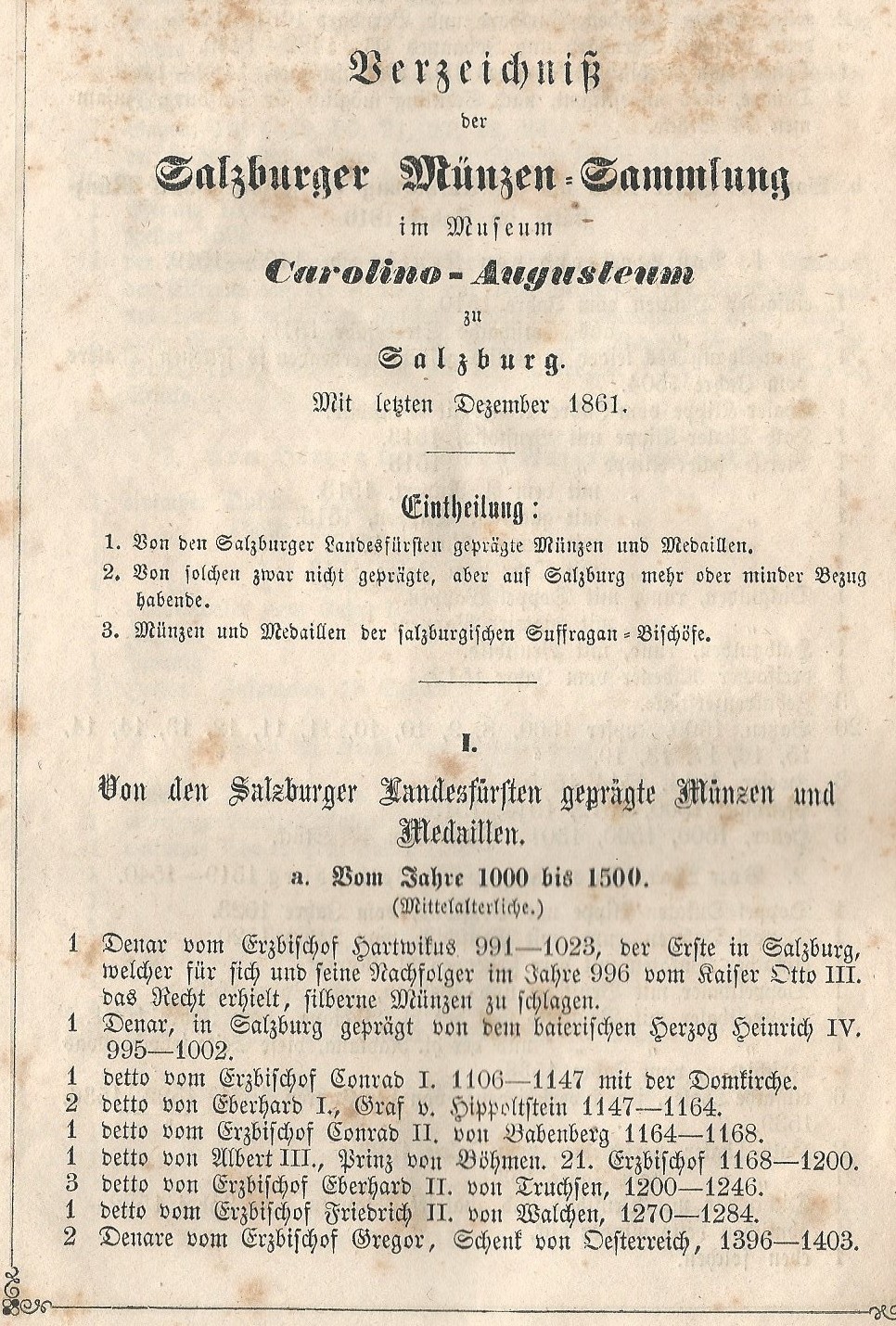 Salzburg Museum - Jahresbericht 1861